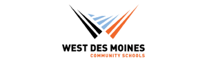 City of West Des Moines logo with overlapping 'W' and 'D' letters above the city's name in a clean font.