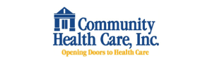 Community Health Care, Inc. logo featuring a stylized heart and cross symbol.