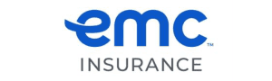 EMC Insurance logo with a stylized lowercase 'e' in bold blue.