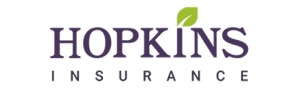 Hopkins Insurance logo with a green leaf dotting the 'I' in 'Hopkins'.