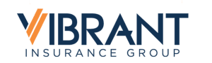 Vibrant Insurance Group logo: stylized orange and white 'V' on a dark blue background.