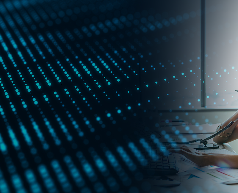 Banner image for a Traditional Voice Services product page, featuring landline phones, VoIP integration, and reliable business communication solutions.